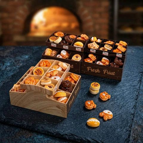 1/6 Scale Miniature Bakery Display Rack & Pastry Set