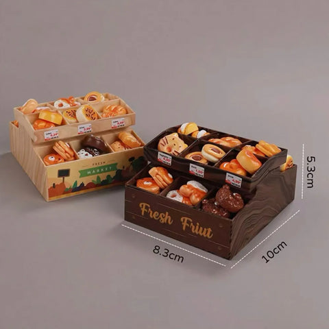 1/6 Scale Miniature Bakery Display Rack & Pastry Set