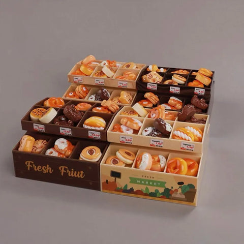 1/6 Scale Miniature Bakery Display Rack & Pastry Set