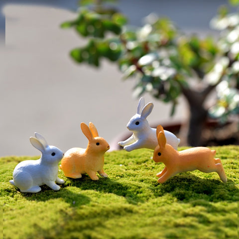 Miniature Rabbit Ornament Set | 4pc Decorating Crafts