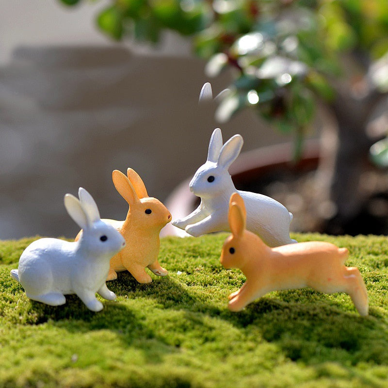 Miniature Rabbit Ornament Set | 4pc Decorating Crafts