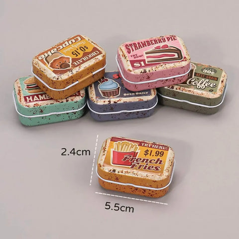 1/6 Scale Miniature Vintage Bakery Tin Box & Pastry Set
