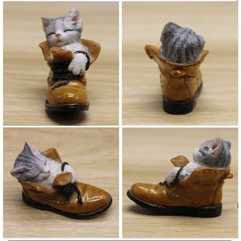 Sleeping Kitten In The Shoe Decorative Toy Doll - Mini Buyers