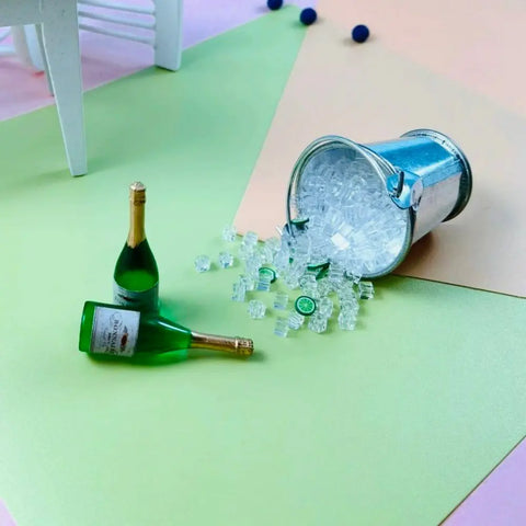 1/12 Scale Miniature Ice Bucket & Champagne Set New