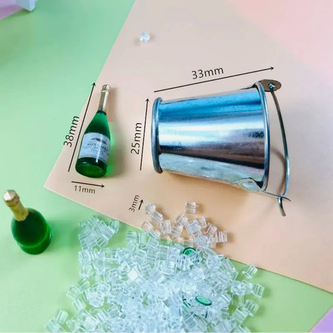 1/12 Scale Miniature Ice Bucket & Champagne Set New