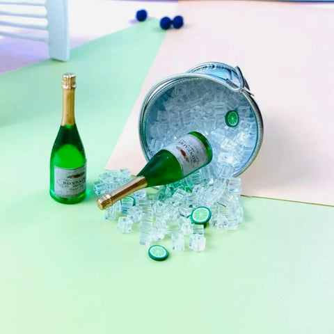 1/12 Scale Miniature Ice Bucket & Champagne Set New