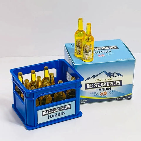 Mini Beer Crate & Bottle Set Fun Miniature Display