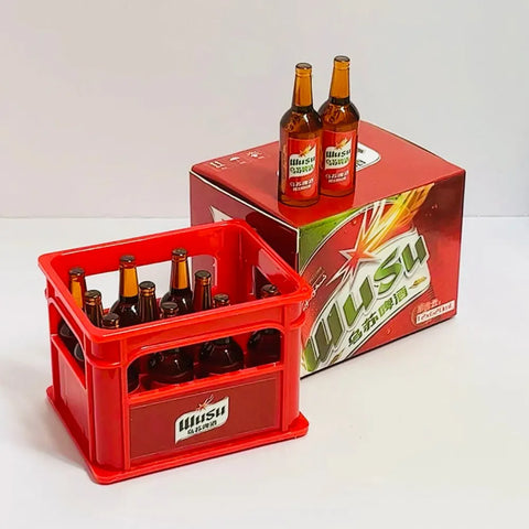 Mini Beer Crate & Bottle Set Fun Miniature Display
