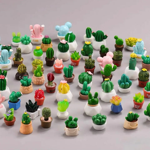 1/12 Scale Miniature Plant Stand & Potted Cactus Set