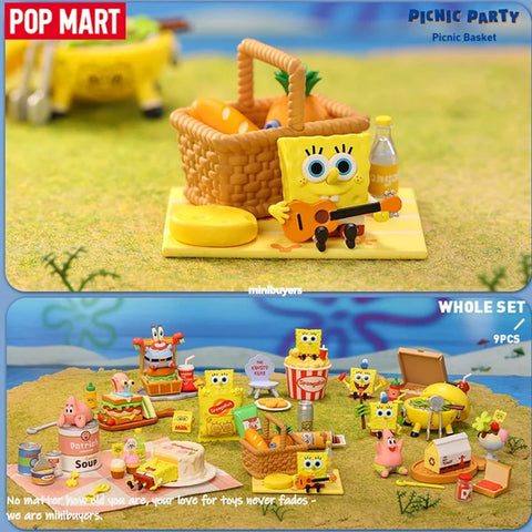 POP MART SpongeBob Picnic Party Series Art Toy 9 Figures Blind Box Sealed Set