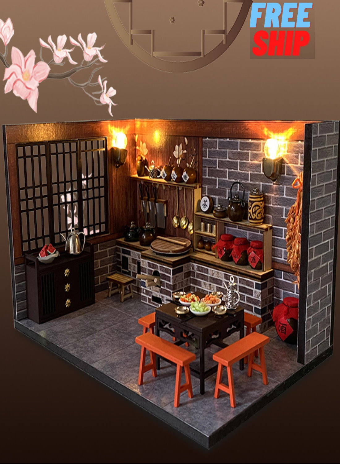 DIY 3D Miniature Traditional Chinese Kitchen Kit